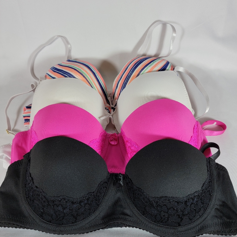 Womens Intimates Bra Set Black Pink White Striped Size 36B